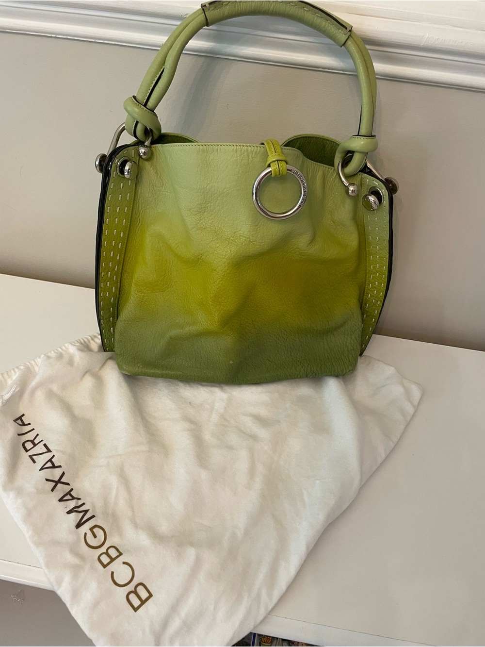 BCBGMAXAZRIA Green Ombré Genuine Leather Handbag